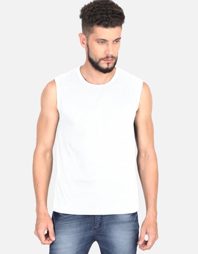Basic White Men's Sleeveless T-Shirt